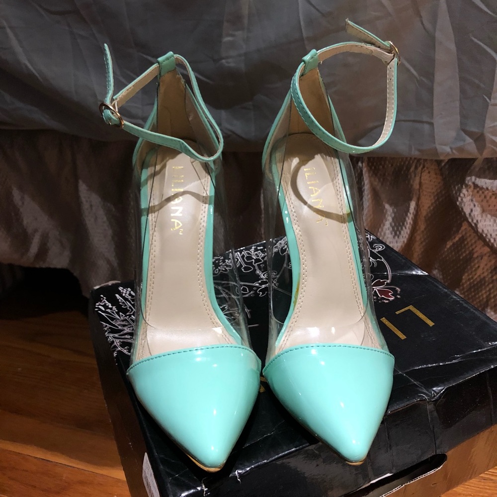 Liliana aqua high heels with clear lining